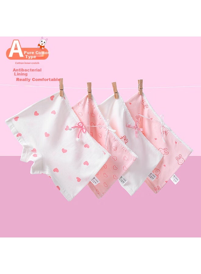 Yuzhaolin Girls' Underwear, Children's Boxer Briefs, Mid To Big Kids' Student Shorts, 4-pack Cotton Underwear, 4 Pieces, S