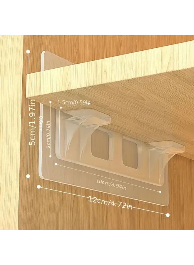 2pcs Transparent No Drill Adhesive Shelf Bracket For Kitchen Cabinet Storage Organizer - Image 1