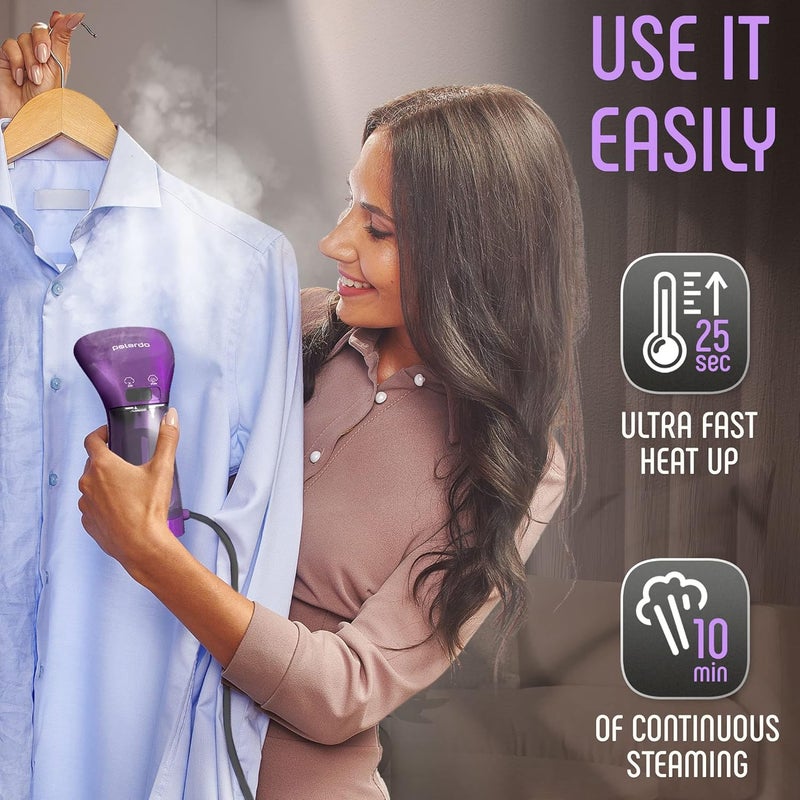 Polardo Portable Travel Garment Steamer for Clothes, Metal Steam Head, 25s Heat Up, Pump System, Mini Size, Handheld Steamer for Any Fabrics, No Water Spitting, 120V - Image 4