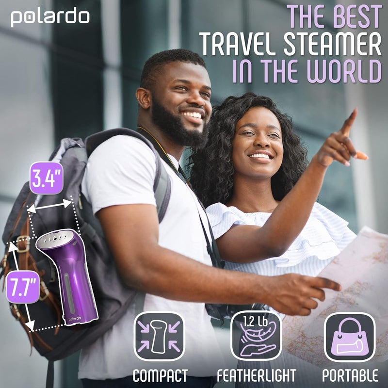 Polardo Portable Travel Garment Steamer for Clothes, Metal Steam Head, 25s Heat Up, Pump System, Mini Size, Handheld Steamer for Any Fabrics, No Water Spitting, 120V - Image 2