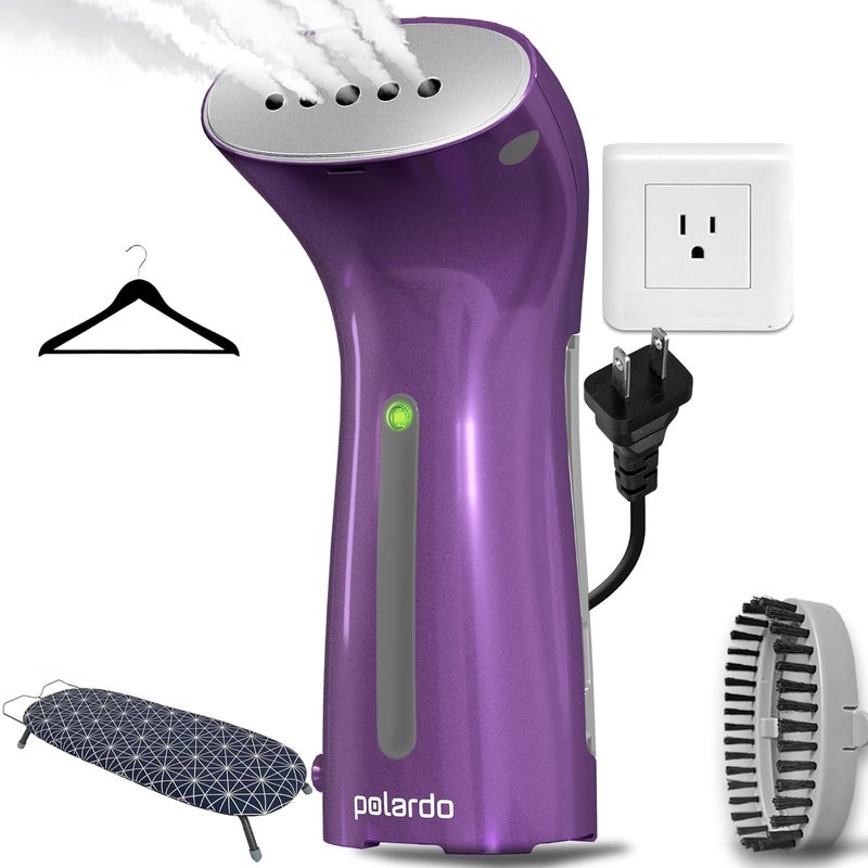 Polardo Portable Travel Garment Steamer for Clothes, Metal Steam Head, 25s Heat Up, Pump System, Mini Size, Handheld Steamer for Any Fabrics, No Water Spitting, 120V - Image 1
