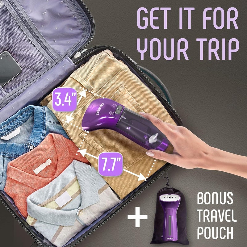 Polardo Portable Travel Garment Steamer for Clothes, Metal Steam Head, 25s Heat Up, Pump System, Mini Size, Handheld Steamer for Any Fabrics, No Water Spitting, 120V - Image 3