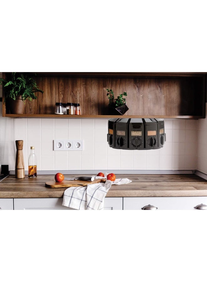 KitchenArt Kitchen Art Spice Rack SelectASpice AutoMeasure Carousel 12 Compartments Black 875 x 875 x 6 inches - Image 3