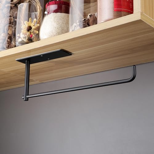 SUNTECH 2 Pack Paper Towel Holder Under Cabinet, Adhesive or Drilling Paper Towel Holder Wall Mounted, Stainless Steel Kitchen Towel Roll Holder for Bathroom, RV (Black) - Image 3