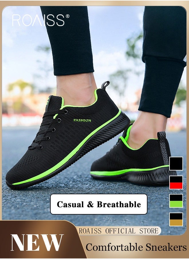 roaiss - Men Running Shoes Mesh Outdoor Lace-Up Men Sneaker Walking Shoes Ultra Lightweight Breathable Anti-Slip Casual Shoes Men Athletic Running Shoes Colorblock Sneakers - Image 1