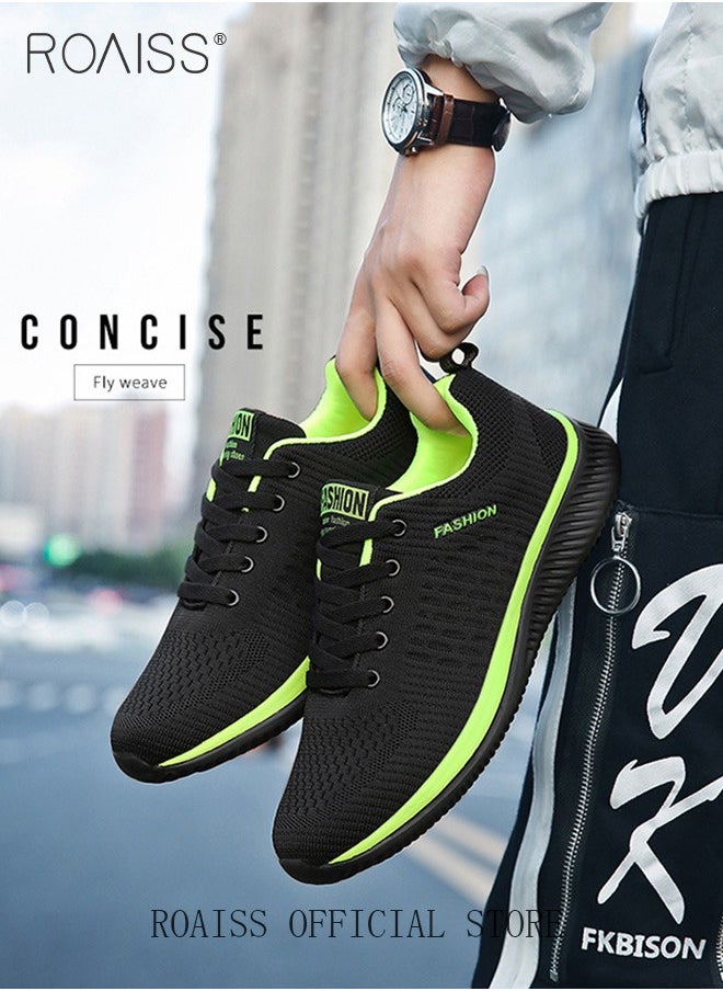roaiss - Men Running Shoes Mesh Outdoor Lace-Up Men Sneaker Walking Shoes Ultra Lightweight Breathable Anti-Slip Casual Shoes Men Athletic Running Shoes Colorblock Sneakers - Image 1