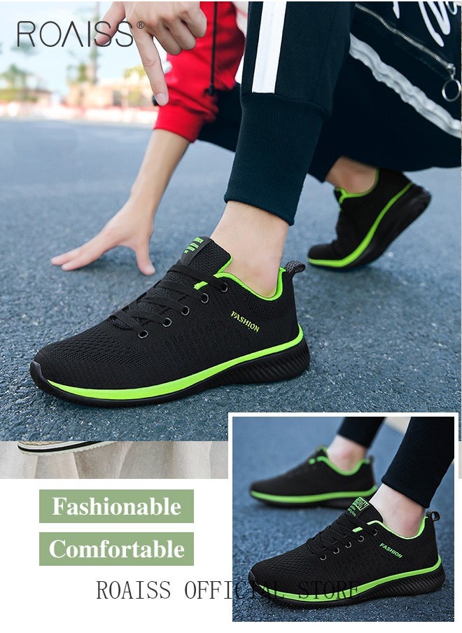 roaiss - Men Running Shoes Mesh Outdoor Lace-Up Men Sneaker Walking Shoes Ultra Lightweight Breathable Anti-Slip Casual Shoes Men Athletic Running Shoes Colorblock Sneakers - Image 1