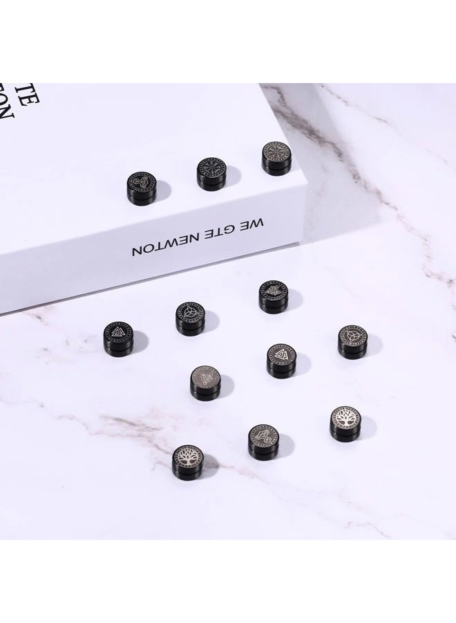 Aroncent 6Pairs Norse Viking Magnetic Stud Earrings for Men Women Stainless Steel Non-piercing Hypoallergenic Unisex Gauges Clip on Earring Set - Image 3