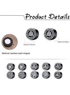 Aroncent 6Pairs Norse Viking Magnetic Stud Earrings for Men Women Stainless Steel Non-piercing Hypoallergenic Unisex Gauges Clip on Earring Set  - Image 2