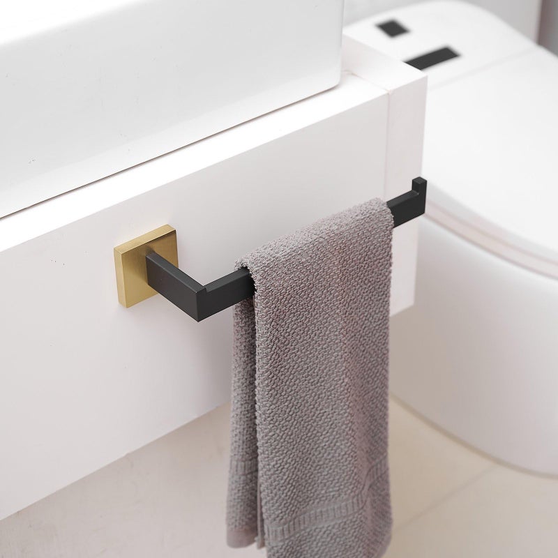 LUXIUR Towel Hanger for Wash Basin, Bathroom and Kitchen Sink Stand, 304 Grade Stainless Steel Towel Ring, Napkin Holder, Gold Black - Image 3