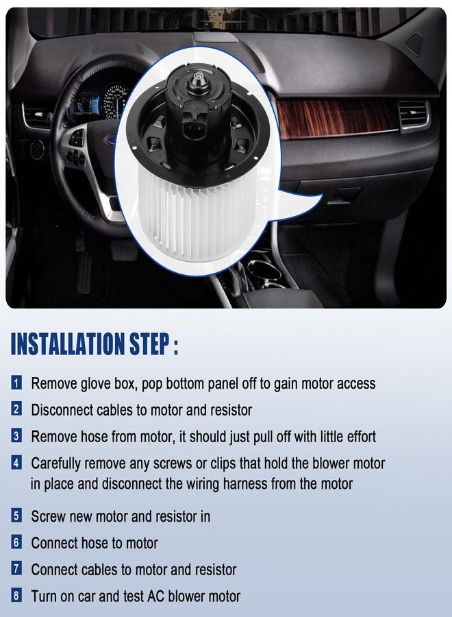 A-NAFTULY محرك مروحة تكييف الهواء A-NAFTULY مع مروحة بديلة لسيارات فورد F250، F350، F450، F550 سوبر ديوتي، وإكسكيرجن موديلات 1999-2007، محرك مروحة سخان نظام التدفئة والتهوية وتكييف الهواء، بديل للرقم 700099، 2C3Z19834AA - Image 4
