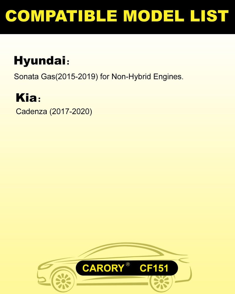 Carory Cabin Air Filter w/Activated Carbon for Hyundai Sonata Gas (2015-2019) for Non-Hybrid Engines, Kia Cadenza (2017-2020), OE# 97133-C2000, C2H79-AP000, 97133-C1000, CF12151 - Image 3