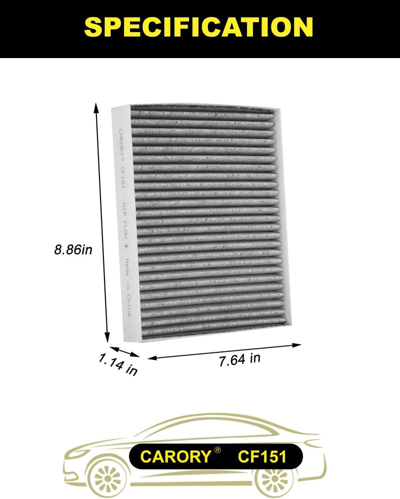 Carory Cabin Air Filter w/Activated Carbon for Hyundai Sonata Gas (2015-2019) for Non-Hybrid Engines, Kia Cadenza (2017-2020), OE# 97133-C2000, C2H79-AP000, 97133-C1000, CF12151 - Image 5