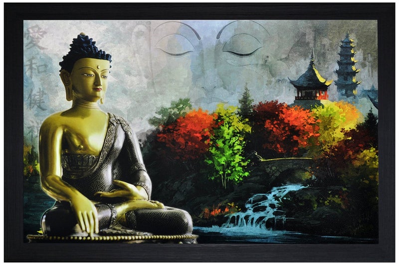 SAF paintings Special Effect Textured Buddha Painting (SANFO33, 30 cm x 3 cm x 45 cm) SANFO33 - Image 1