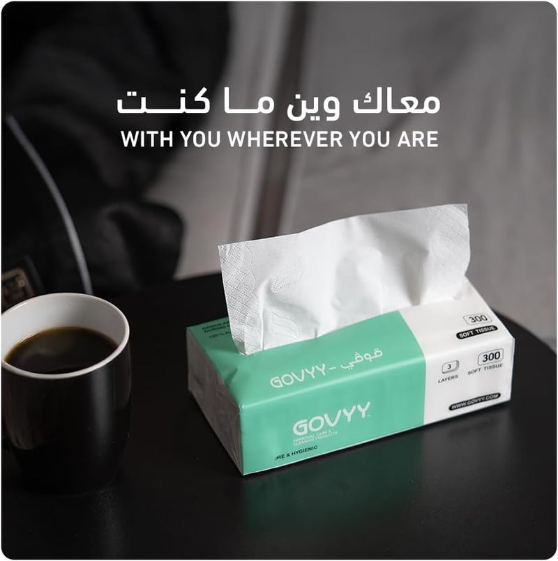 Govyy مناديل وجه Govyy ثلاثية الطبقات - عبوة من 10 - Image 3