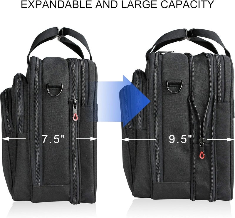 KROSER Laptop Bag Expandable Lightweight Briefcase for 17.3" Laptop Premium Business Work Bag Water-Repellent Messenger Bag with RFID Pockets for Travel/Women/Men-Black - Image 2