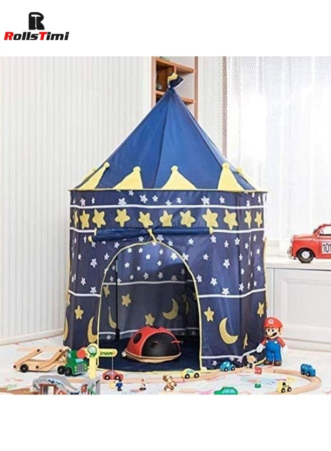 RollsTimi  Moon Star Printed Princess Castle Play Tent,Blue - Image 5