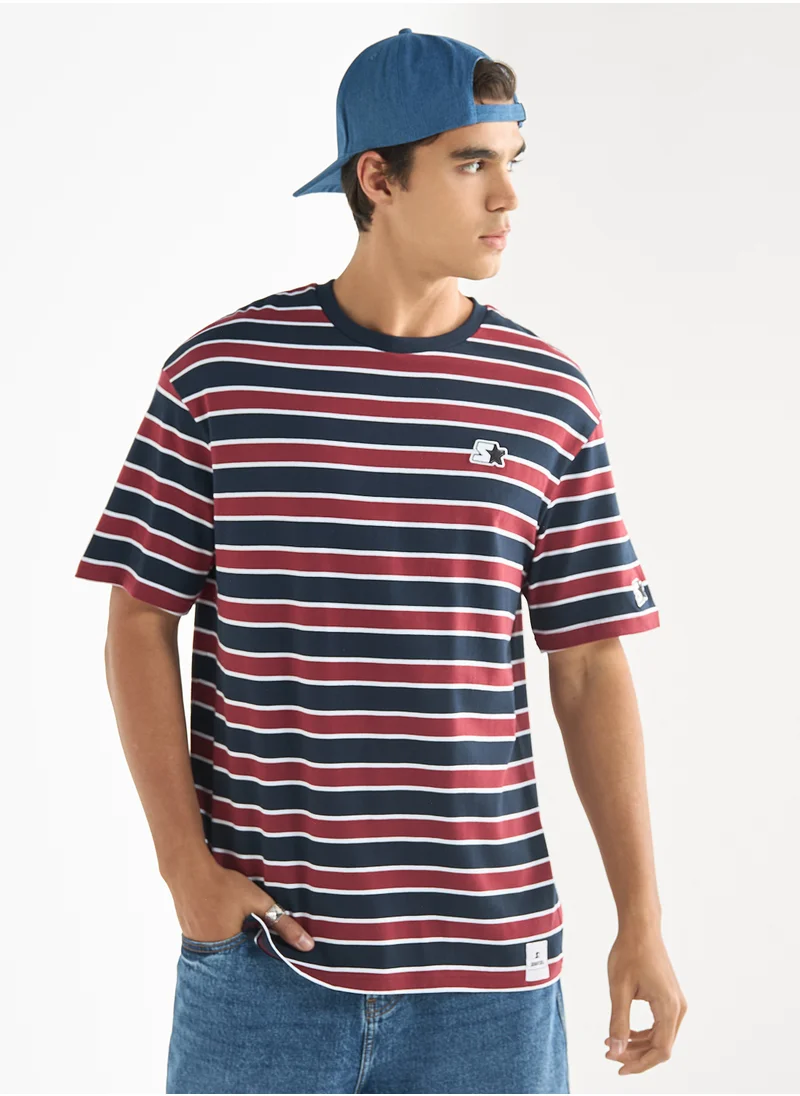 STARTER Starter Striped Crew Neck T-shirt with Short Sleeves
