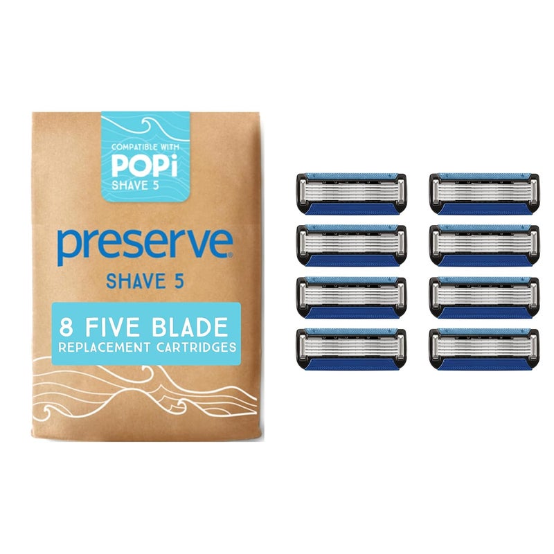 Preserve POPi Shave 5 Replacement Cartridges for Preserve POPi Shave 5 Razor 8 Count Pack of 1
