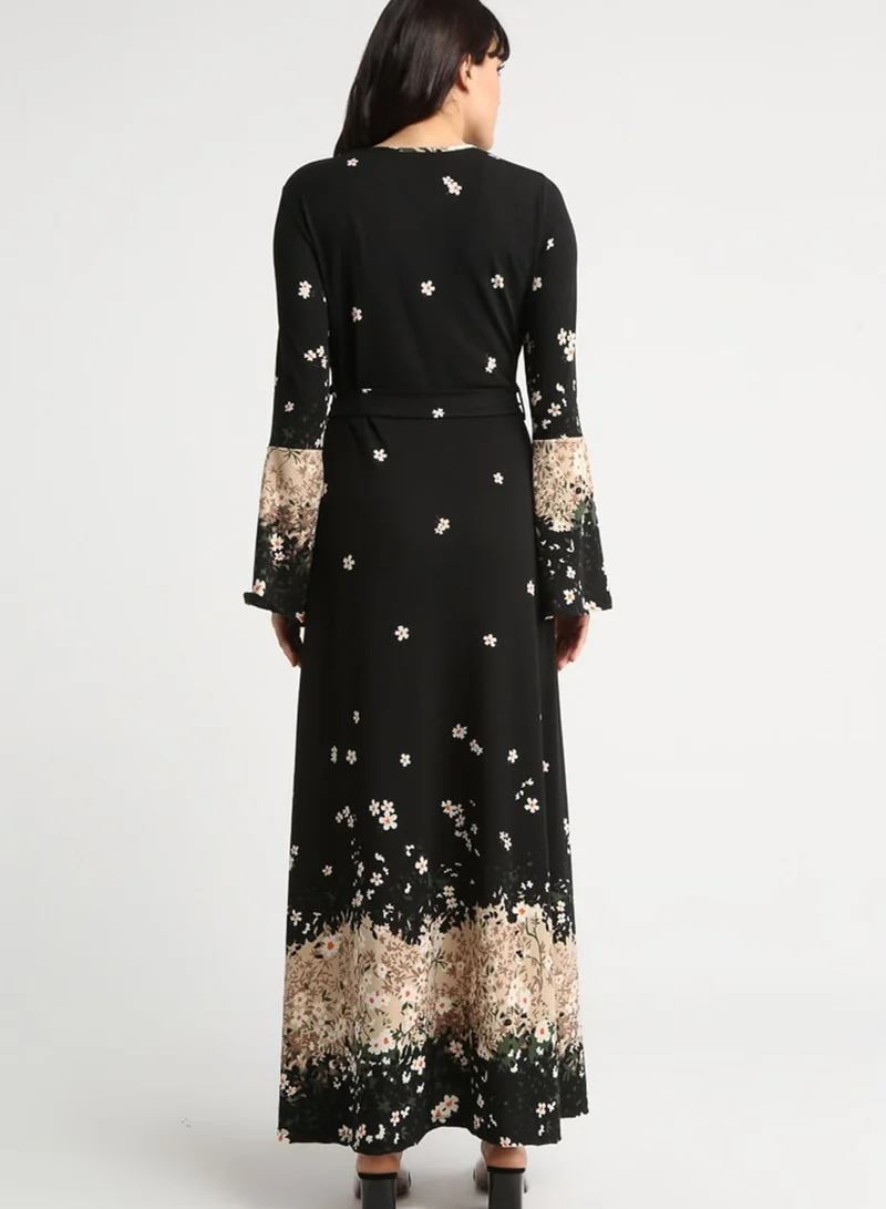 Tavin by Modanisa Crew Neck Printed Dress