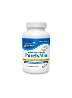 North American Herb & Spice NORTH AMERICAN HERB & SPICE PurelyMin - 90 Vegi Caps - Highly Absorbable Magnesium Complex + L-Theanine - 30 Servings  - Image 1