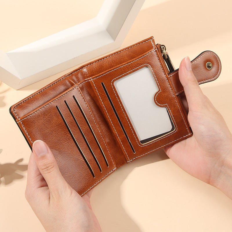 Multifunctional Solid Color PU Leather Wallet, RFID Blocking Design Portable Daily Storage Purse for Cards Cash Coin Business Use - Image 1