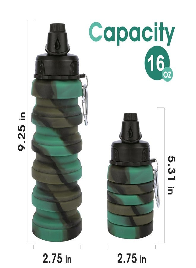 MAKERSLAND Collapsible Water Bottle for Adults, Boys, Students, Kids, Reusable Silicone Foldable Water Bottles for Travel Camping Hiking, Portable Sports Water Bottle, Camouflage - Image 2