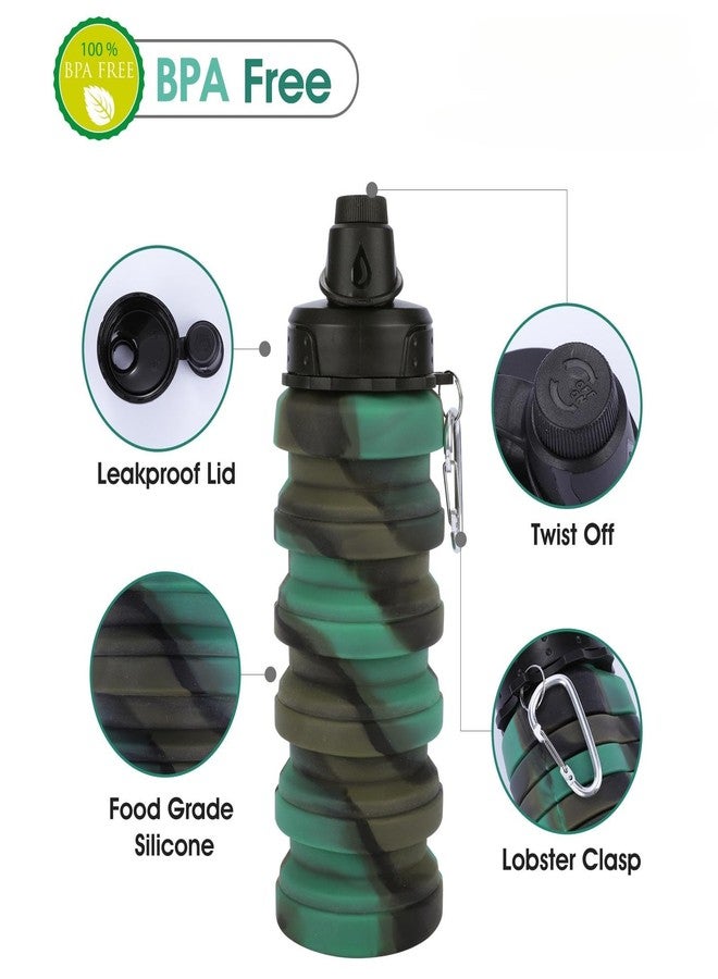 MAKERSLAND Collapsible Water Bottle for Adults, Boys, Students, Kids, Reusable Silicone Foldable Water Bottles for Travel Camping Hiking, Portable Sports Water Bottle, Camouflage - Image 3