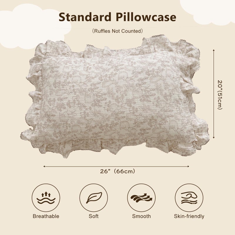 BuLuTu 100% Cotton Muslin Kids Toddler Pillowcase Standard Size, 20"x26", Cute Rabbit Pattern Toddler Boys Girls Pillow Cases Soft Pillow Cover Nursery Pillowcases, Bedding Decor,1 Piece, Forest - Image 2