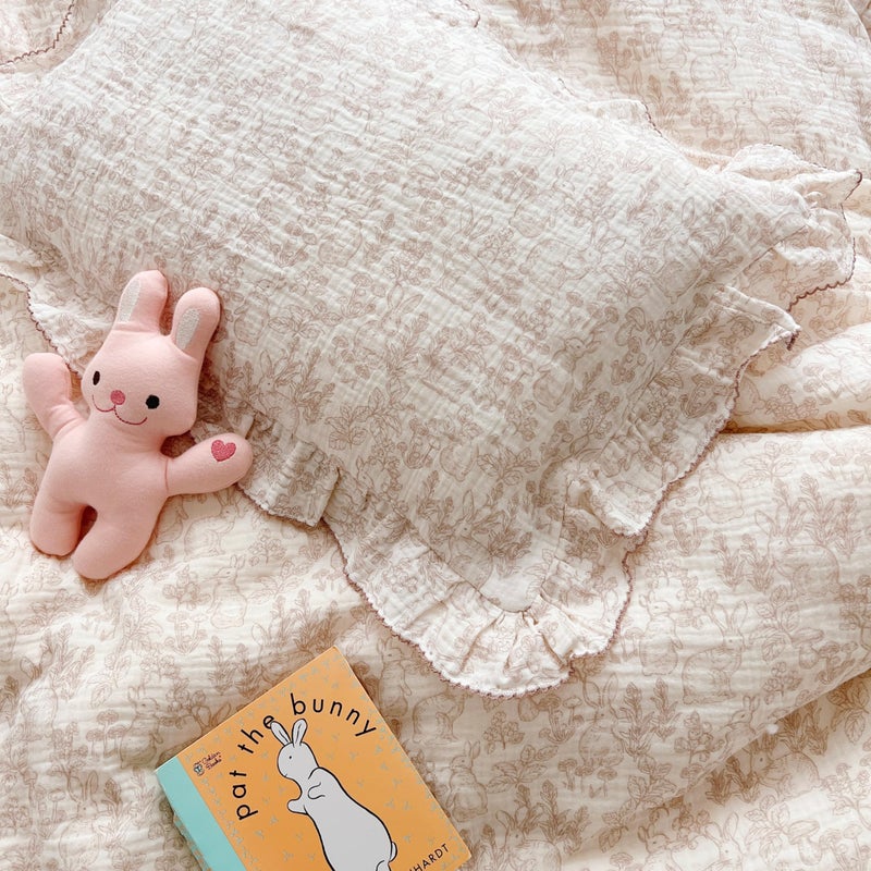 BuLuTu 100% Cotton Muslin Kids Toddler Pillowcase Standard Size, 20"x26", Cute Rabbit Pattern Toddler Boys Girls Pillow Cases Soft Pillow Cover Nursery Pillowcases, Bedding Decor,1 Piece, Forest - Image 5