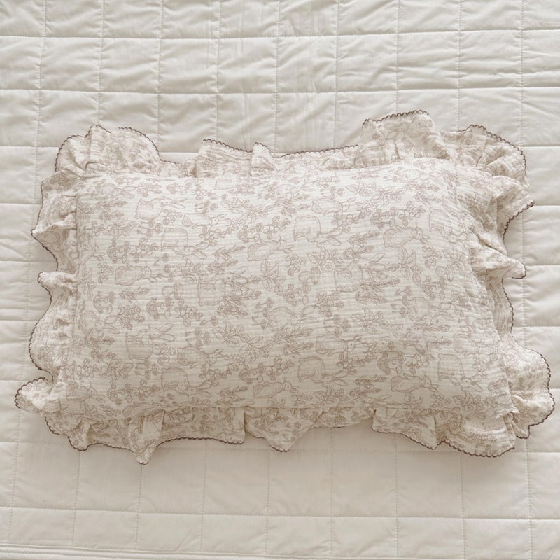 BuLuTu 100% Cotton Muslin Kids Toddler Pillowcase Standard Size, 20"x26", Cute Rabbit Pattern Toddler Boys Girls Pillow Cases Soft Pillow Cover Nursery Pillowcases, Bedding Decor,1 Piece, Forest - Image 3