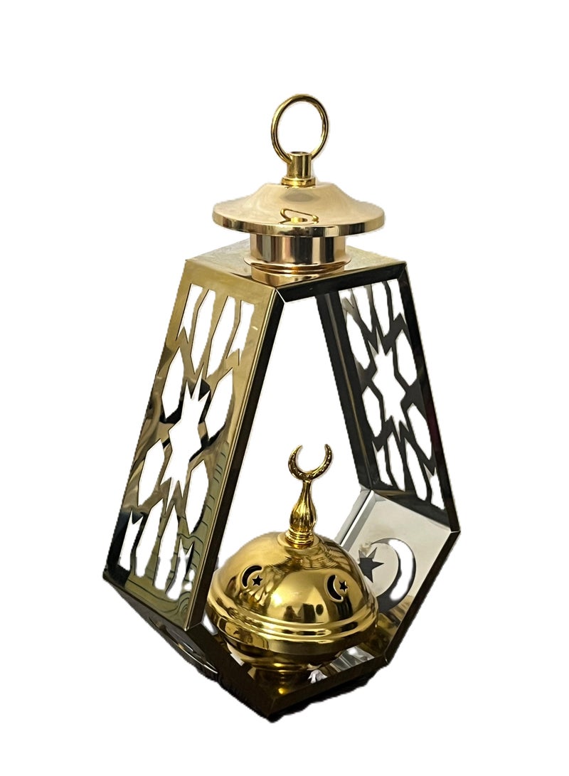 مبخرة معدنية على شكل فانوس رمضان، حامل بخور ذهبي اللون لتزيين المنزل في رمضان من ستيلار - Image 5