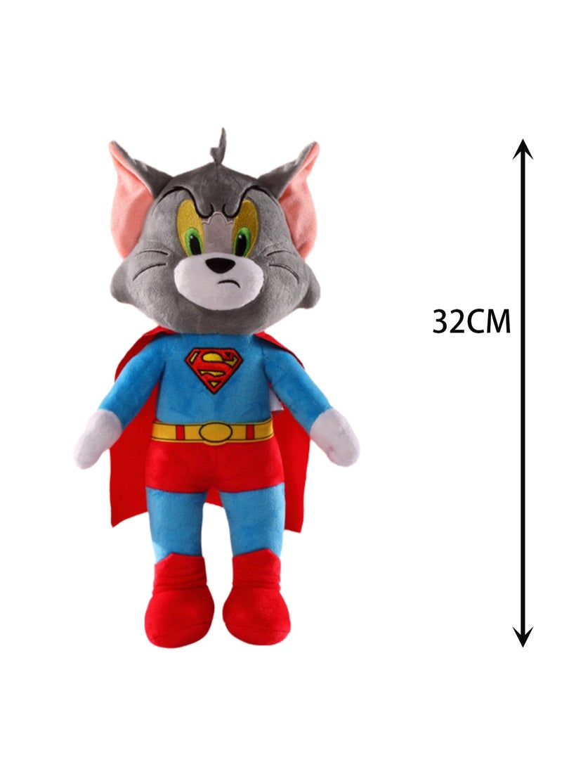 Tom-Cat with Jerry-Mouse Plush Stuffed Toy Cartoon Movie Tom and Jerry Stuffed Set Toy Stuffed Animal Birthday Gift for Girls and Boys (38cm Superman Tom Cat 100th Anniversary Series) - Image 2