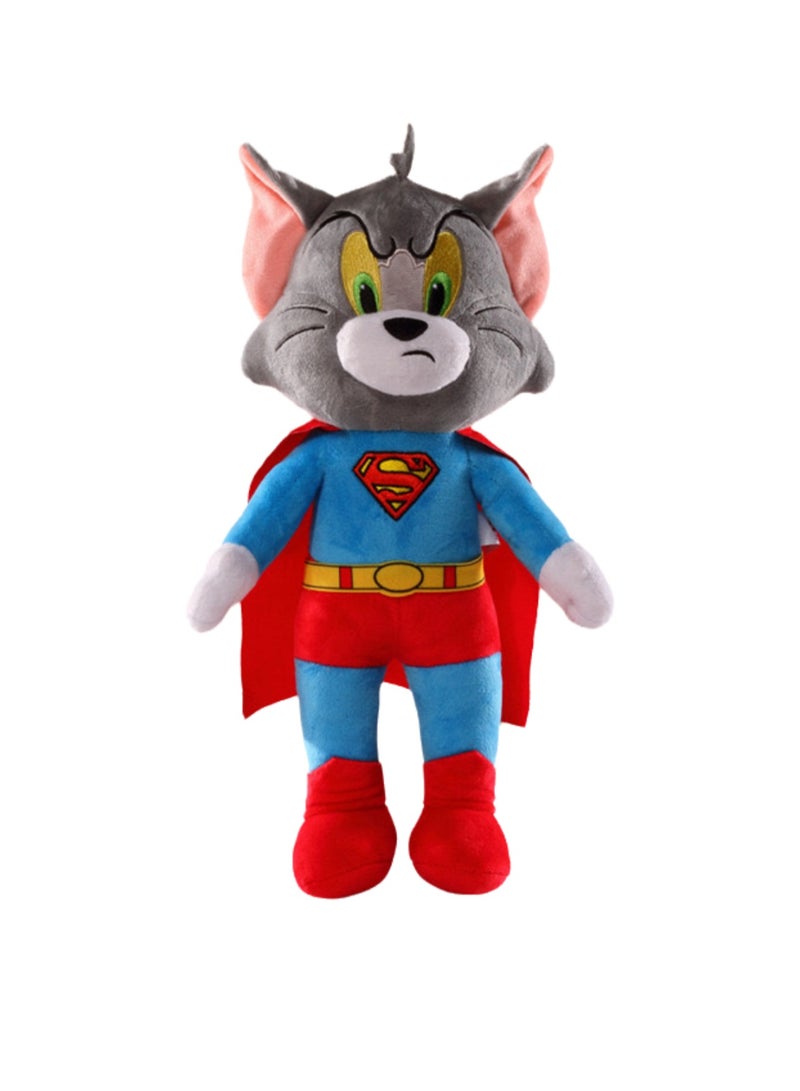 Tom-Cat with Jerry-Mouse Plush Stuffed Toy Cartoon Movie Tom and Jerry Stuffed Set Toy Stuffed Animal Birthday Gift for Girls and Boys (38cm Superman Tom Cat 100th Anniversary Series) - Image 1