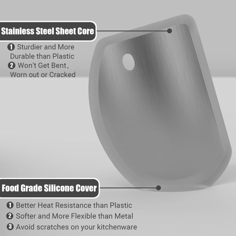 Sapid Flexible Curved Edge Silicone Bowl Scraper(5.98"x4.3"), Food Grade Dough Scraper for Baking Sourdough Bread, Cake, Multipurpose Kitchen Dish Scrapers, Easy to Clean (1, Gray) - Image 2