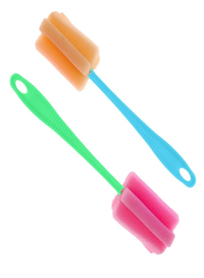 HUNCHA Baby Bottle Cleaner Brush, Durable Soft Sponge Brush, Non-Scratch & Odor Free | Clean Dishes, Water Bottles, Coffee Glasses Pot Milk Cup, Glasses, Household Messes & More, Multicolor, Pack of 2 - Image 1