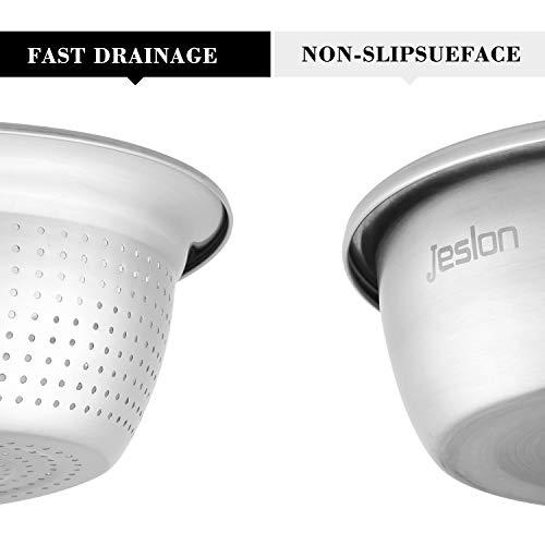 Jeslon 10 Inch Stainless Steel Drain Basket Vegetable Cutter, 3 in 1 Kitchen Multipurpose Julienne Grater - Salad Maker Bowl - Image 3