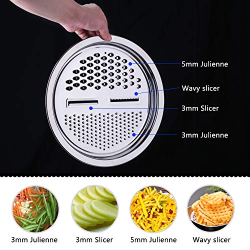 Jeslon 10 Inch Stainless Steel Drain Basket Vegetable Cutter, 3 in 1 Kitchen Multipurpose Julienne Grater - Salad Maker Bowl - Image 2