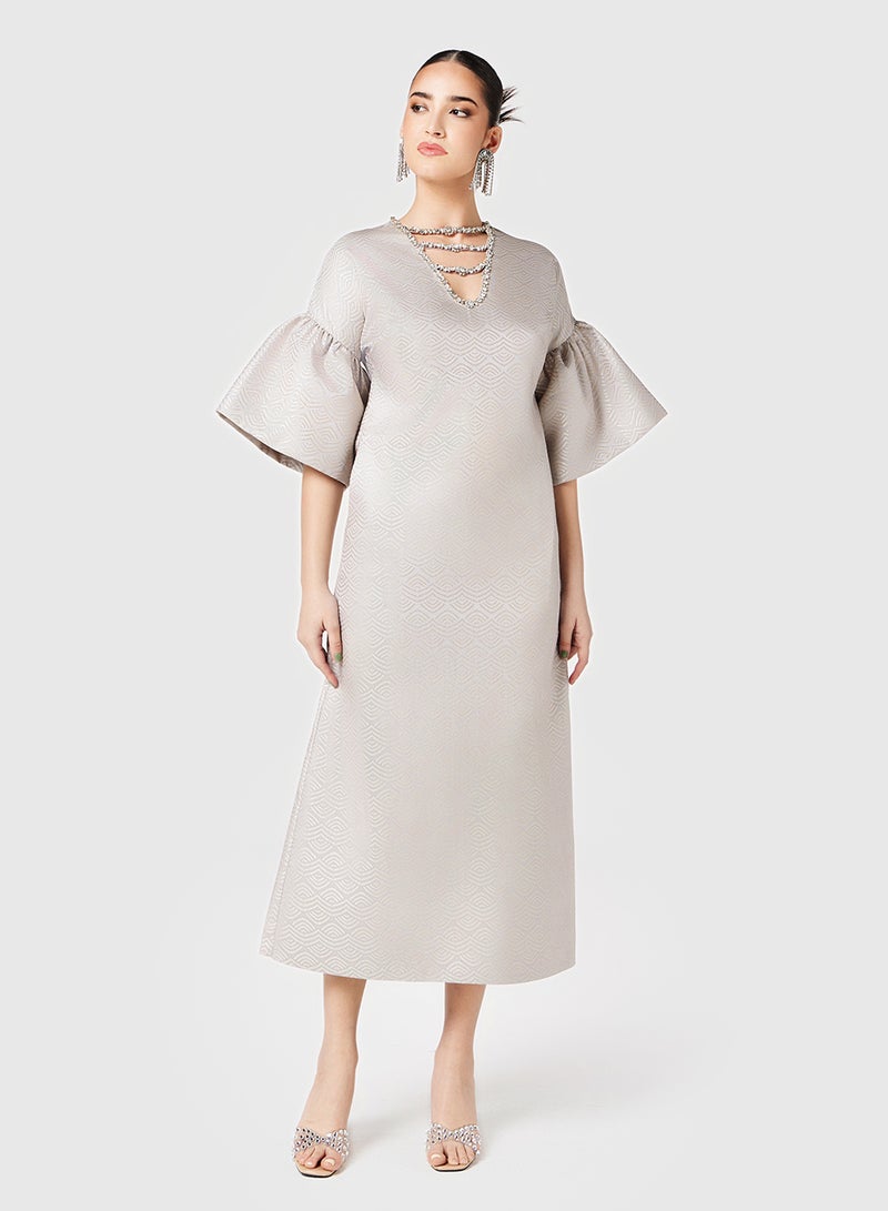 ثريدز باي اجوني فستان ميدي بأكمام الجرس - Image 1