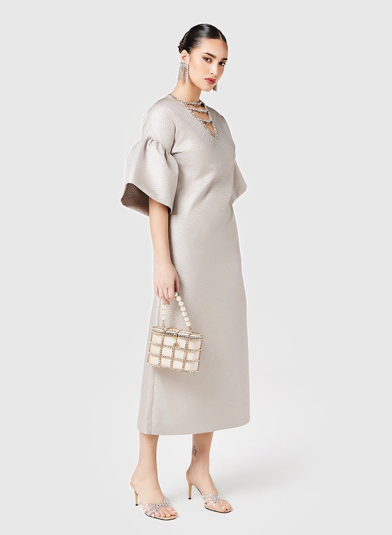 ثريدز باي اجوني فستان ميدي بأكمام الجرس - Image 4