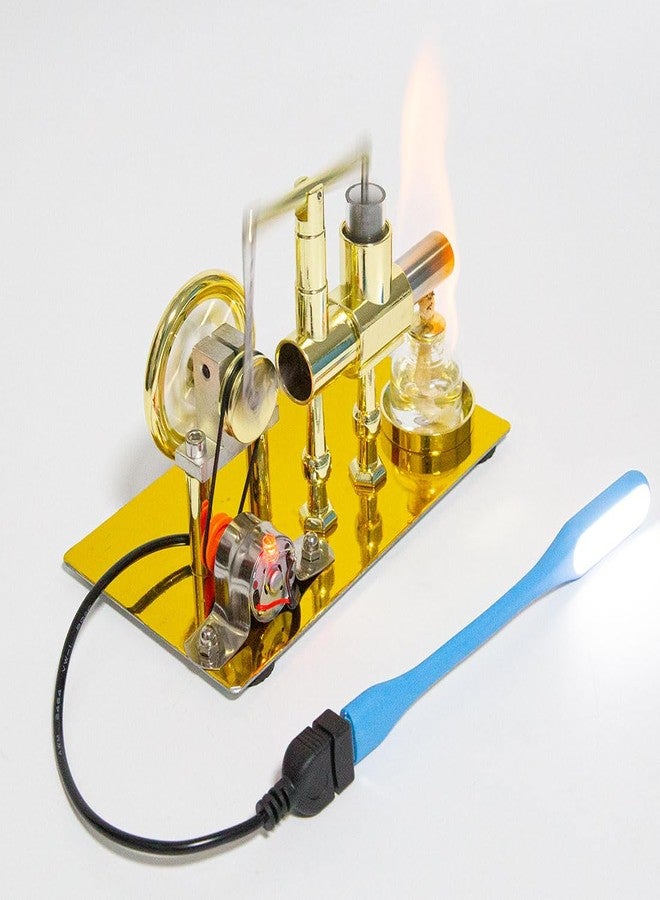 Keetopteep Hot Air Stirling Engine Motor Education Model Electricity Power Generator LED Lights Kit Teaching Stirling Engine Kit for Adults Desktop Educational Toy Gift for Engineers (KTP01) - Image 2