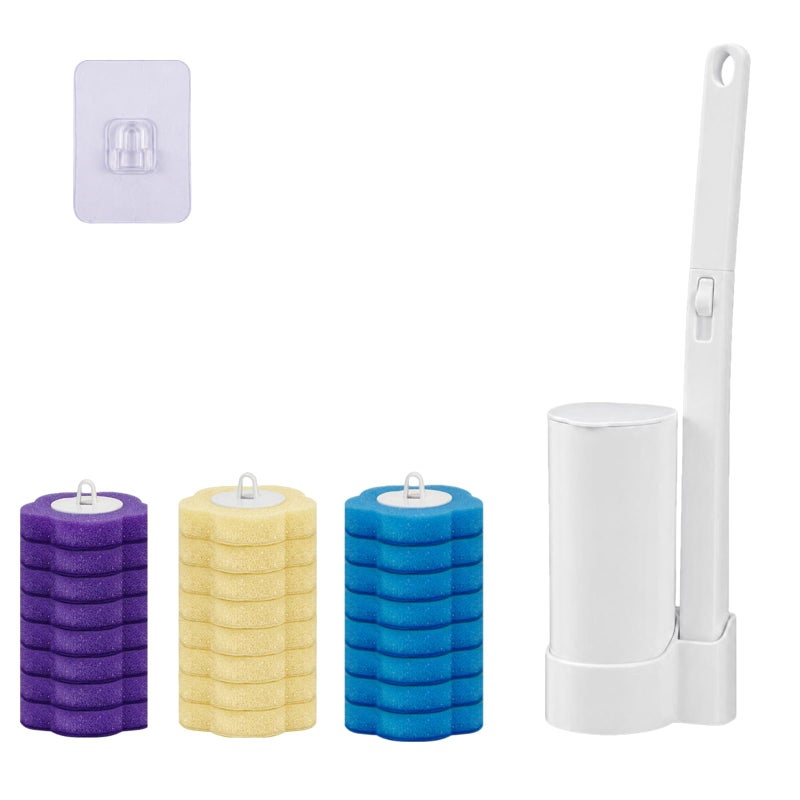 clowand Disposable Toilet Brush Wand Starter Kit with 24 PreLoaded CleanerInfused Refills Wall Mounted Toilet Bowl Cleaner System with Holder SpaceSaving Bathroom Cleaning Supplies for Home RV - Image 2