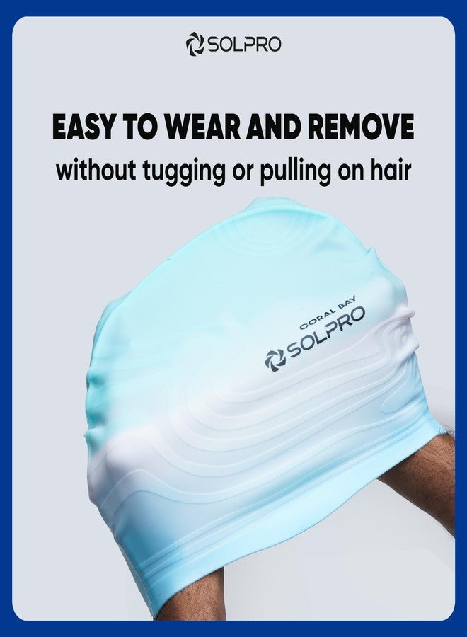 Solpro Coral Bay Unisex Swimming Cap|for Men,Women,Boys,Girls,Athletes,Swimmers|for Training,Competition in Swimming Pool,Water Sport,Beach,Water Park & Activties|One Size Fits All(Ombre Green Grey) - Image 5