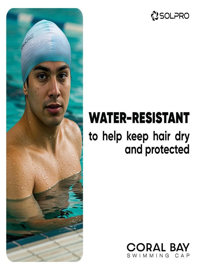 Solpro Coral Bay Unisex Swimming Cap|for Men,Women,Boys,Girls,Athletes,Swimmers|for Training,Competition in Swimming Pool,Water Sport,Beach,Water Park & Activties|One Size Fits All(Ombre Green Grey) - Image 2