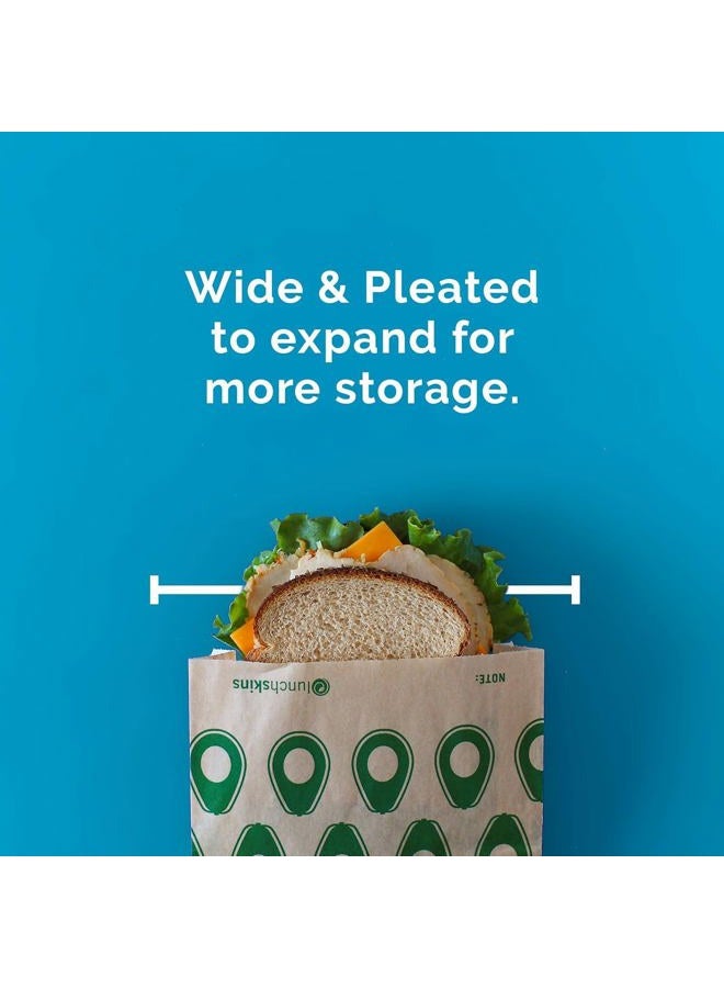 Lunchskins Compostable Food Storage Sandwich Bags, Avocado Design, 50 Bags - Eco-Friendly, Recyclable, Made Without PFAS and BPA - Image 2