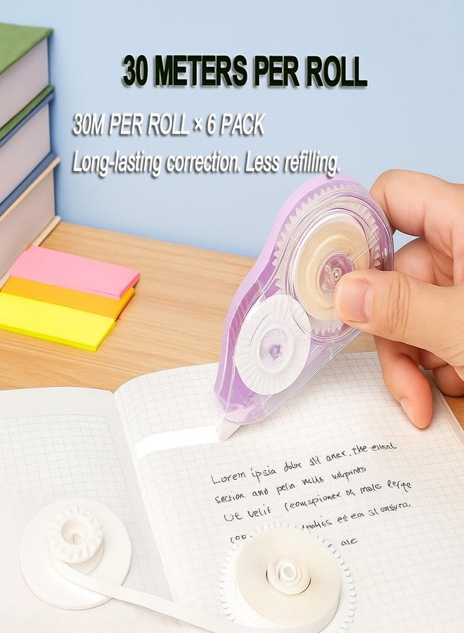 Aipker Correction Tape, Extra-Long 30 m (98 ft) Each - 590 ft Total, Easy-to-Use White Out Tapes Dispensers, High Capacity White Out Correct Tapes for School, Office or Home Use - 6 Pack - Image 4
