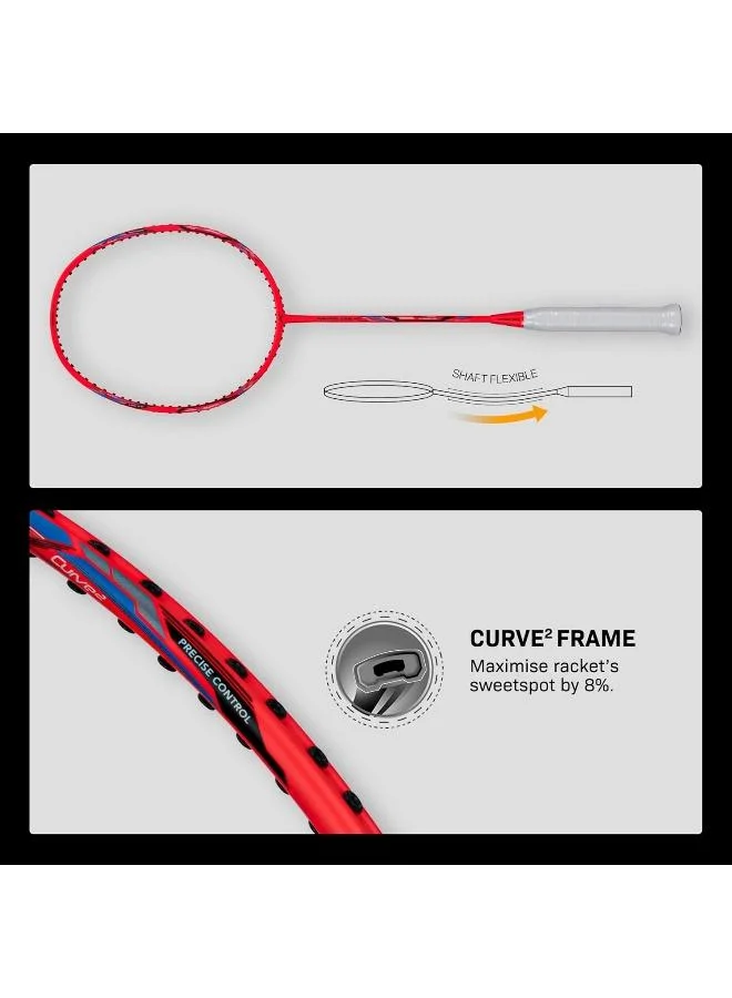 HUNDRED  Hundred Powertek 2000 Pro Graphite Strung Badminton Racket With Full Racket Cover  | Best Price UAE