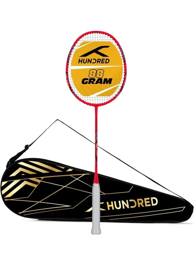 هندرد Hundred Powertek 2000 Pro Graphite Strung Badminton Racket With Full Racket Cover