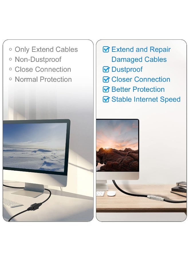 موصل RJ45 Cat7، موصل RJ45 محمي بدون أدوات، موسع كابل Ethernet بدون أدوات PoE+، موصل كابل Ethernet LAN لكابلات Cat7/Cat6A، عبوة من قطعتين، فضي - Image 5