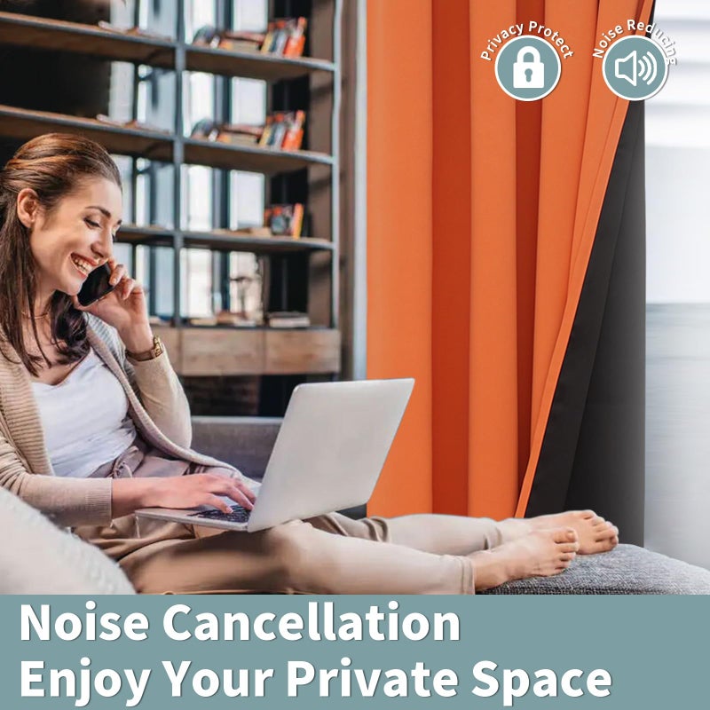 BGment Burnt Orange 100% Blackout Curtains for Bedroom, Fall Full Room Darkening Noise Reducing Living Room Curtains 63 Inch Length, Thermal Insulated Rod Pocket Window Drapes 2 Panels, 52 Inch Wide - Image 5